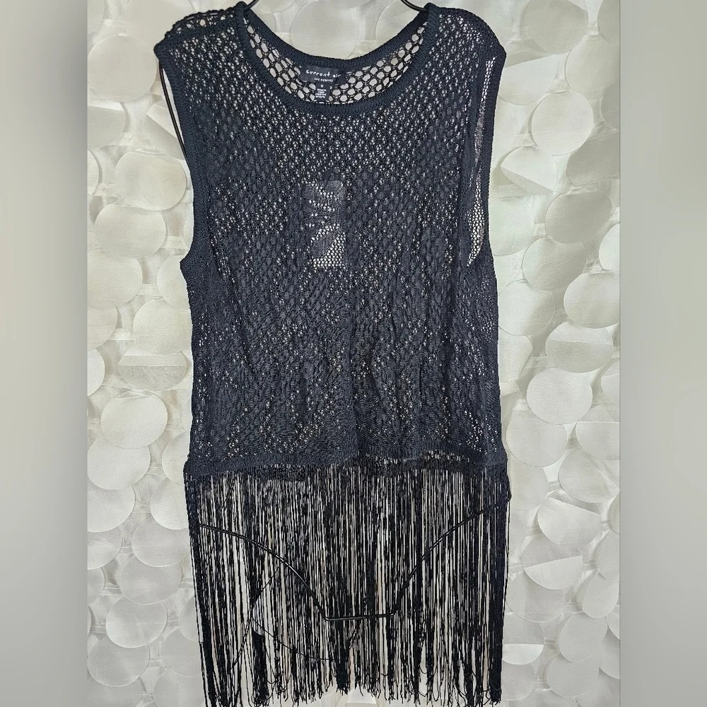 SLEEVELESS CREW‎ NECK CROCHET SWIM COVERUP